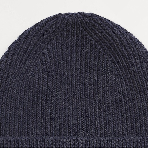 NWOT. Zara Man Navy Blue Cotton Cuffed Ribbed Hat. - Picture 3 of 6